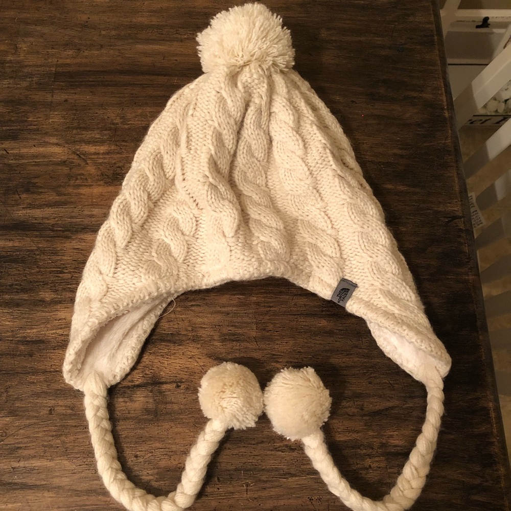 North face fuzzy ear flap beanie